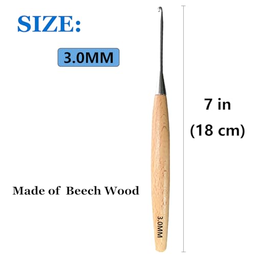 BsHooker Beech Wood Handle Crochet Hooks,3mm Ergonomic Crochet Hooks for Beginners and Arthritic Hands,Comfortable Grip - size: 3mm