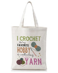 Crochet Yarn Canvas Tote Bag for Women, Funny Knitting Crochet Gifts | Reusable Grocery Shoulder Bag for Crocheters, Knitting Supplies Yarn Bags