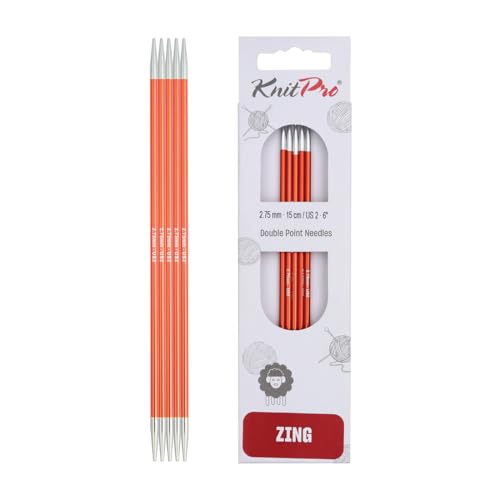 KnitPro Zing Double Pointed Needles 6" (15cm) | US Size 2 (2.75mm) - size: US 2 (2.75mm)