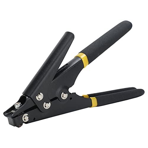 Portable Nylon Cable Tie Gun Adjustable Tension Plastic Zip Tie Fastening and Cutting Tool (Black) - color: Black