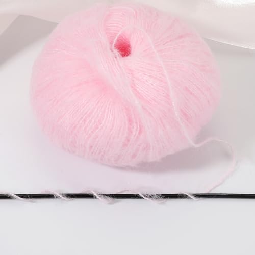 PATIKIL Mohair Yarn, Soft Yarn Faux Mohair Fuzzy Fur Fine Fluffy Yarns Thin for Crocheting Knitting Sweater Scarf Hat Crafts Blanket Rug, Pink - color: Pink