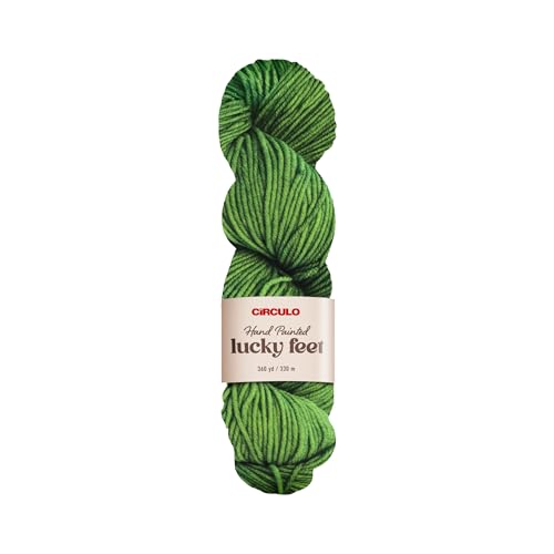 Circulo - Lucky Feet Yarn, Socks Yarn, Hand-Painted Superwash Merino Wool – Soft, Comfortable and Durable - Sport Weight Yarn, 360 yds, 3.52 oz – Color: 5767 Brazilian Green - color: 5767 - Brazilian Green