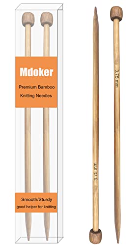Mdoker Bamboo Knitting Needle Straight Single Pointed Sweater Knitting Needles 13.8-inch Length for Handmade DIY Knitting Projects,Size US 5(3.75mm) - size: US-5-(3.75mm)