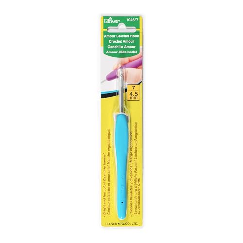 Clover 1046/7 Blue Amour Crochet Hook, Size 7, 4.5mm - size: 4.5mm
