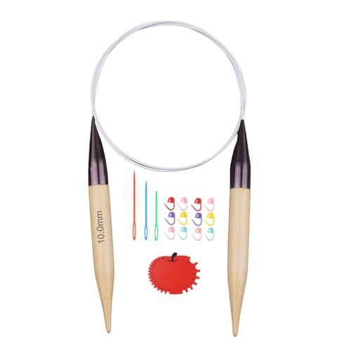 Weabetfu 32inch Bamboo Circular Knitting Needles US Size 15(10mm) | Premium Circular Needles Handmade DIY and Any Weave Yarn Projects,Include Knitting Accessories - size: US 15(10mm)