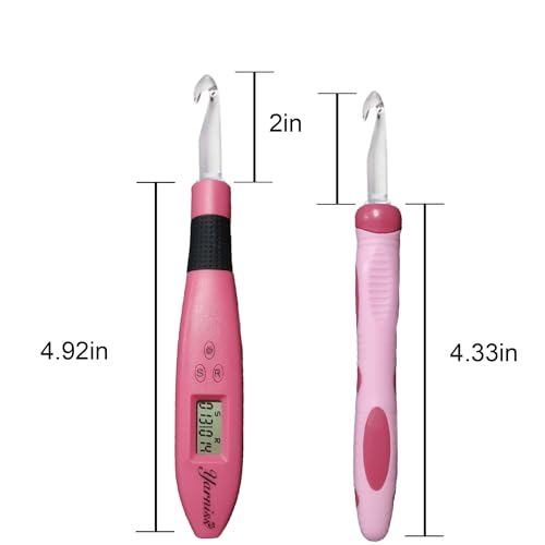 Yarniss 17 Size Counting Crochet Hooks Set for Stitch & Row 2.5mm~14.0mm | Light Up Crochet Hook with Digital Counter,Glow In Dark Better for Night Crocheting - color: Multicolor-17 Size with Light & Counter