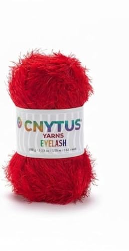 Premium Eyelash Fun Fur Yarn - Ultra Soft Fuzzy Faux Fur Novelty Thread for Knitting & Crochet | Chunky Multi Color Craft Supplies - 3.53 Oz (100g), 165 Yrds (150m) (1Skein, Bright Red) - color: Bright Red