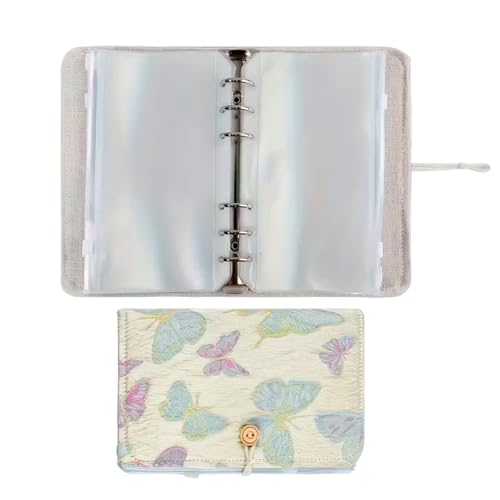 Knitting Needle Case, needle storage case with Detachable 6 Hole PVC Binder Pocket for Knittings Yarn Craft Tool Storage knitting needles organizer - color: Warbler butterfly