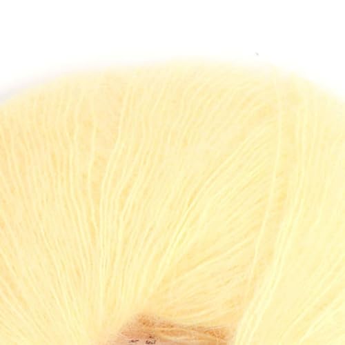 Plplaaoo Soft Angora Mohair Yarn Long Wool Knitting - Lightweight Warm Yarn for Winter Scarves, Crochet Knitting Yarns for Shawls Sweaters Hats DIY Crafts (26g, Goose Yellow) - color: 02 goose yellow