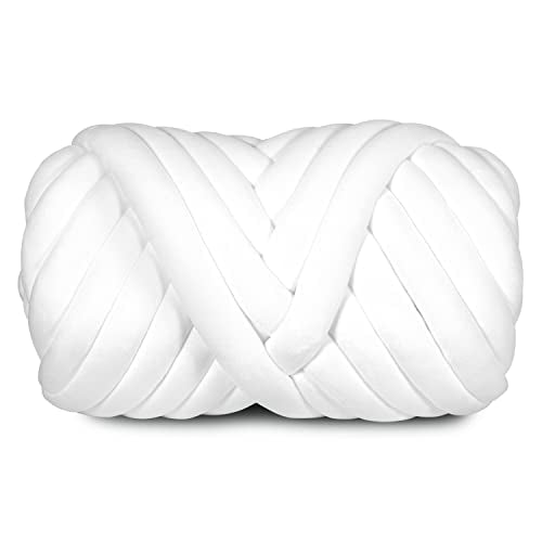 2.2 LBS of Super Soft Velvet Bulky Yarn, 36 Yards | For Hand Knitting Blanket, Pillows, Handbag, DIY, White, Arm Knitting Chunky Braided Knot Throw Blanket, Weave Craft Crochet - color: White (Velvet)