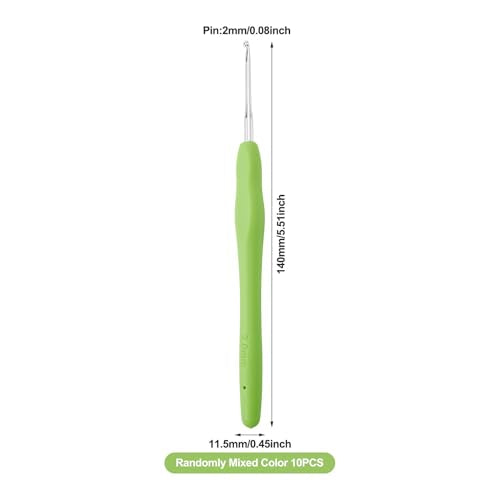 10 pcs Aluminum Crochet Hooks Knitting Needles Pin 2mm Random Color Smooth Silicone Handle Crochet Hook Craft Yarn for Beginners Handmade DIY Knitting Scarves Sweater Hat Clothing Accessories - color: Pin 2mm