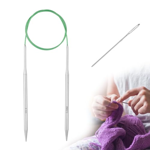 Circular Knitting Needles Stainless Steel Long Needles for Adults Beginners, Flexible Cord for Sweaters Blankets Socks,Lightweight Smooth Tips Magic Loop Knitting Needles (40inch, US9/5.5mm) - color: 40inch, size: US9/5.5mm
