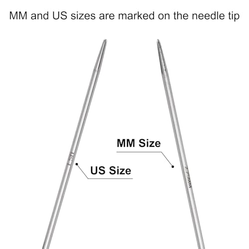 uxcell Size US 2 (2.75mm) Knitting Needles Circular Needle 31 Inch(80cm) Round Metal Stainless Steel Needle for Handmade Projects DIY Knitting Yellow - color: Yellow, size: 31 inch Size US 2 (2.75mm)