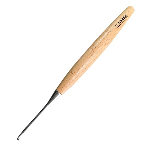 Beech Wood Crochet Hooks, 3mm Ergonomic Handle Long Crochet Needles | Comfortable Smooth Crochet Hooks Perfect for Hand DIY Crocheting Yarn, for Beginners and Experienced Crochet Lovers - size: 3mm