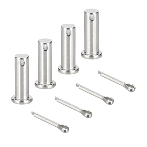 uxcell 4Pcs M10x30mm Clevis Pins, 304 Stainless Steel Single Hole Flat Head Hitch Fastener Lock Systems with Cotter Pins for Furniture Installation Trailer Lawn Mower, Silver - size: M10x30mm