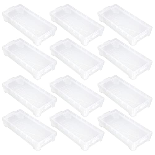 Simply Tidy Clear Plastic Stacking Pencil Box - Durable Case Holds Pencils, Crayons, Pens, Markers - Bulk 12 Pack