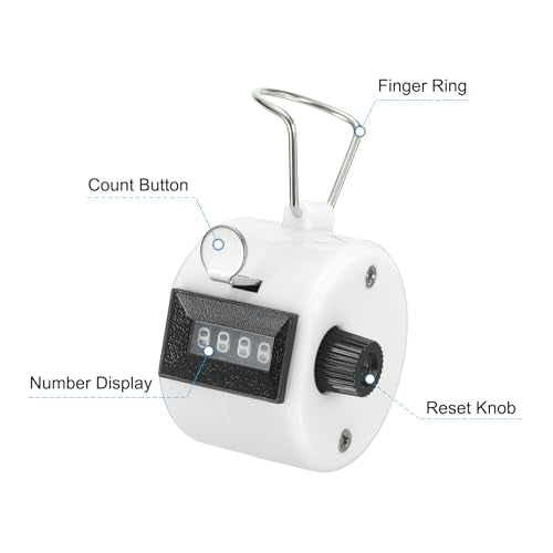 PATIKIL Clicker Counter, Handheld Tally Counter Mechanical Click Pitch Counter for Coaching Knitting, Golf, Lap, Fishing - color: White