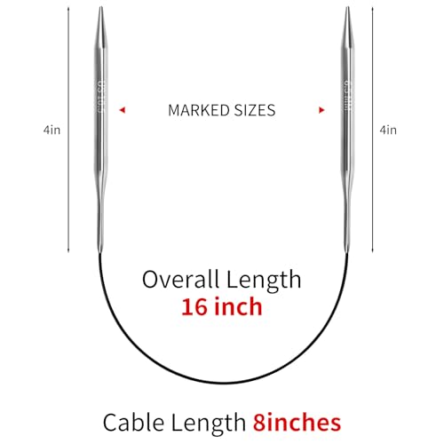 6.5mm Circular Knitting Needles - 16-inch/40cm US10.5 Ergonomic Stainless Steel Set with Tangle-Free Cable and Smooth Joints, Ideal for Hats, Socks, and Sleeves - size: 6.5mm/US10.5
