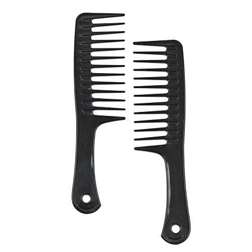 4 Pcs Wide Tooth Combs for Disentangling and Styling Long, Curly Hair (Black) - style: Wide tooth comb
