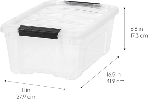 IRIS USA 4-Pack 13 Quart Storage Bins with Lids, Clear | Transparent design makes contents easy to find. Ideal for shoes, photos, documents, and small essentials. Nestable design - color: Clear, size: 13 Qt, style: 4 Pack