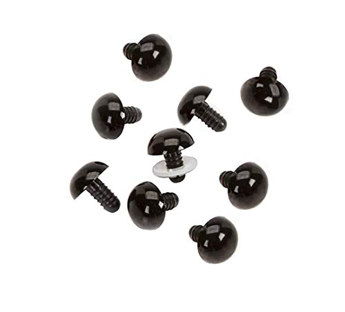 50Pcs 18mm/0.7inch Solid Black Plastic Safety Eyes with Washers