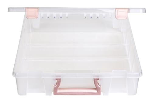 ArtBin Essentials 12 x 12 One-Compartment Craft Box, Clear | One Open Compartment, 15.25 x 14 x 3.5 Inches, Secure Latches, Stackable, Durable Polypropylene - color: Rose Gold, size: 1 Pack