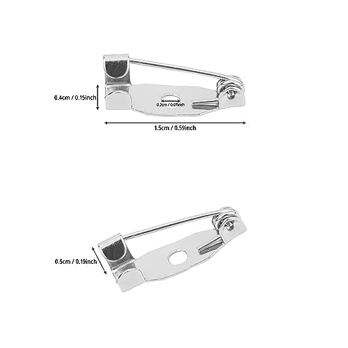 50 Pcs Silver Bar Pins, Safety Pins - Secure Back Clasp - Reliable Brooch Pins for Various Uses Locking Pins Backs Safety Clasp Brooch (15MM, Silver) - size: 15MM