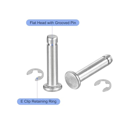 uxcell 20Set M4x18mm 304 Stainless Steel Cylindrical Shaft Snap Ring Locating Pin, Flat Head Grooved Hinge Cylinder Position Pin with E Clip Retaining Ring, Silver - size: M4x18mm