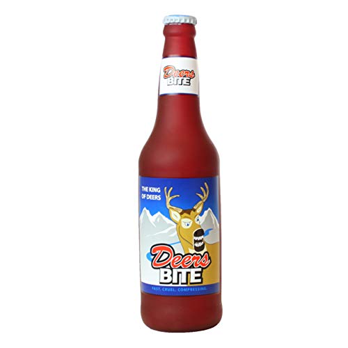 SILLY SQUEAKERS Tuffy 2 Pack Beer Bottle Dog Toy: Squeaky Dog Toy, Washable and Floats, Vinyl - color: 2PK Brown Deers Bite Beer Bottle