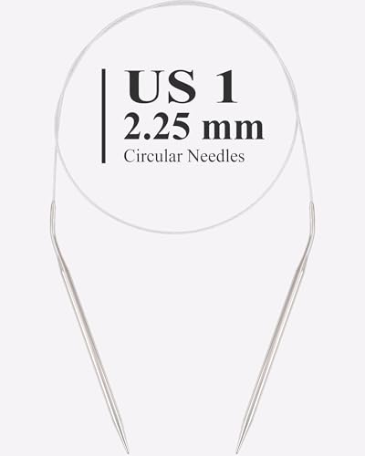 US Size 1 Circular Knitting Needles 40-inch (100cm) Total Length | 2.25mm Round Knitting Needles for Beginners to Knit Oversized Sweaters, Cardigans, Blankets and Large Knitting Projects - size: 40inch-US1/2.25mm