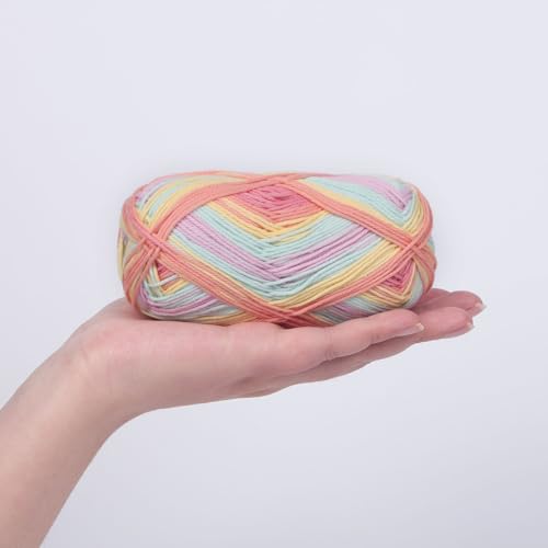 NICEEC 4 Skeins Soft Baby Cotton Yarn- Candy | 4 Ply, DIY Craft, Fingering Weight, Blanket Yarn for Crochet & Knitting, Total 700yds/7.05oz - color: Candy