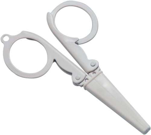 Pastel Mini Folding Scissors with Safety Cap Small Portable Travel Scissors Little Badge Scissors Yarn Shears Kids Tiny Cutter for Cutting, Scrapbooking, Crafting, Sewing, Grey(1 Pack) - color: Grey