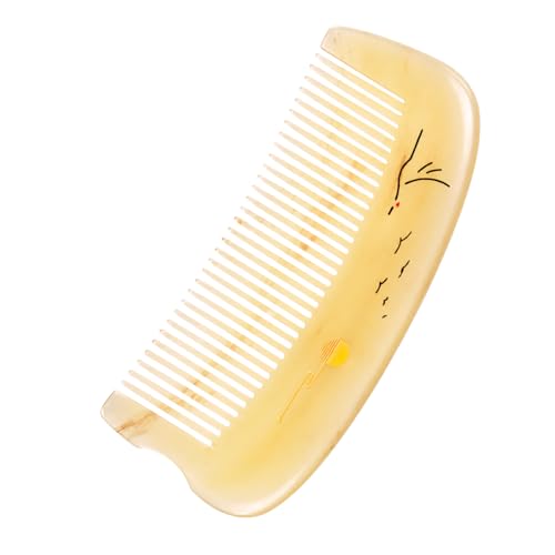 TAN MUJIANG Handmade White Horn Hair Comb for Women, Natural Anti Static Detangling Comb, Portable Travel Comb for Fine, Straight & Wavy Hair, Premium Gift Box Included