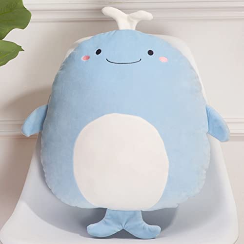 Soft Flat Whale Plush Hugging Pillow Cute Blue Whale Stuffed Animal Plushies Toys Kids Anime Cushion for Birthday, Valentine's Day, Christmas...16.5 Inch - color: Blue, size: 16.5 Inch