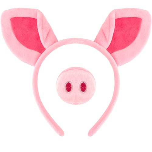 Chanaco Pig Ears Headband and Nose Set Pink Costume Adult Women Halloween Animal Costumes Cosplay Accessories Party Decorations Gifts