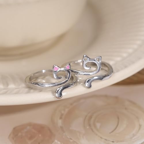 2Pcs Adjustable Open Joint Crochet Ring/Fashion women Finger Rings - color: Silver2