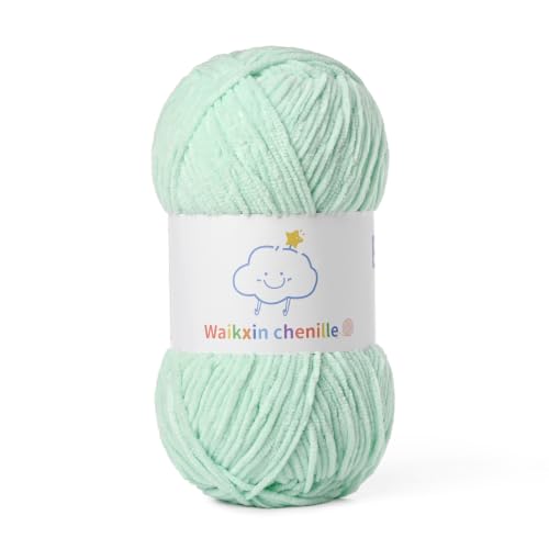 Skinny Chenille Yarn for Crocheting,Baby Yarn for Crocheting Soft,3.5 oz/218.7 yds Fingering Weight Velvet Yarn,Fluffy Amigurumi Yarn for Baby Blankets/Clothes&Crafts(Aqua Green) - color: Aqua Green