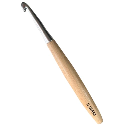 BsHooker Beech Wood Handle Crochet Hooks,9mm Ergonomic Crochet Hooks for Beginners and Arthritic Hands,Comfortable Grip - size: 9mm