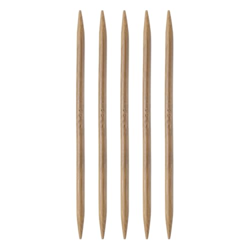HARFINGTON 5Pcs Bamboo Knitting Needles Double Pointed Size US 9(5.5mm) Carbonized 6 Inch(15cm) Straight for Handmade Creative DIY Knitting Craft Yarn Projects - size: US 9(5.5mm)