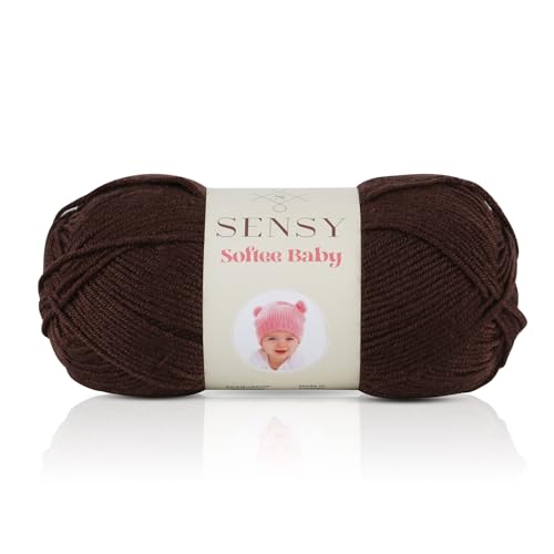 S Sensy Softee Baby-Premium Anti-Pill Acrylic #3 Light Yarn Brown 273 Yards - color: Brown, size: 1 Skein