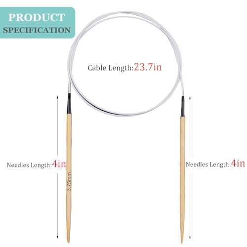 Weabetfu 32inch Bamboo Circular Knitting Needles US Size 5(3.75mm) | Premium Circular Needles Handmade DIY and Any Weave Yarn Projects,Include Knitting Accessories - size: US 5(3.75mm)