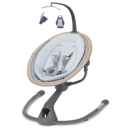 Maxi-Cosi Cassia Smart Baby Swing for Infants, Portable, Foldable Infant Swing with Music, 360 Rotation, 5 Speeds, 12 Melodies, EcoCare Fabric, Auto Motion Sensor, 2 Reclines, Classic Slate - color: Classic Slate