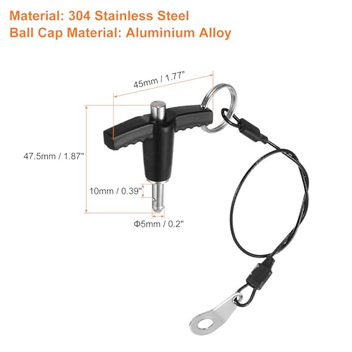 uxcell 2Pcs T Handle Lock Pins, 5mm x 10mm Usage Length Stainless Steel Push-Button Quick Release Pin - size: 5mm x 10mm