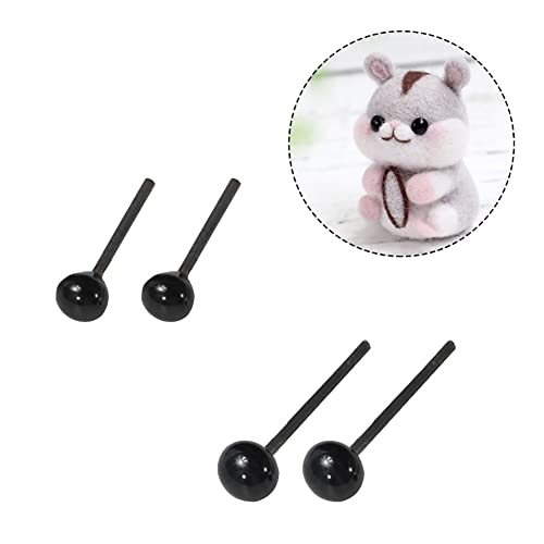 200 Pcs Tiny Glass Eyes Mini Black Eyes Craft Eyes for Wool Felting Crafts 4mm - size: 4mm