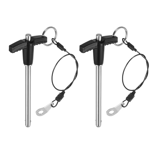 uxcell 2Pcs T Handle Lock Pins, 6mm x 60mm Usage Length Stainless Steel Push-Button Quick Release Pin - size: 6mm x 60mm
