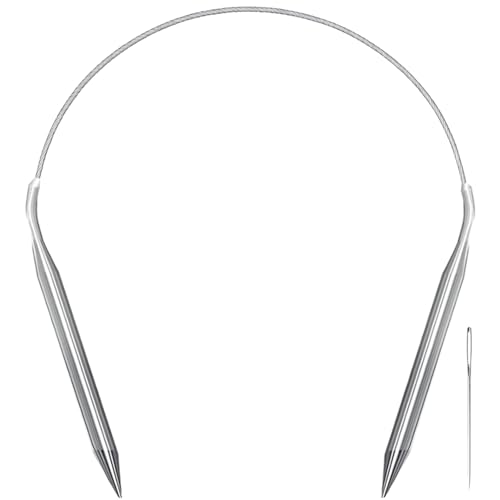 Aolfior Stainless Steel Circular Knitting Needles Size 11 16 Inch 8.0 mm Set Round Metal (Silver, 16 inch-11-(8.0mm)) Suitable for Beginners and Experienced Knitters Alike. - size: 16 inch-11-(8.0mm)