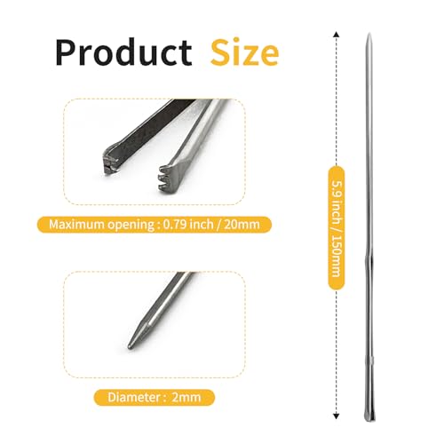MateIJS 2pcs Stainless Steel Long Bodkin,Long Shoe Lace Needles, Long Leather Sewing Needles with Prong Steel Tips for Leathercraft & Manual Lacing Threading (2 Pieces) - style: long Leather Needle