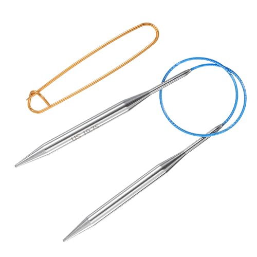 HARFINGTON Circular Knitting Needles 16" Stainless Steel US 11/7.0mm Knitting Needles 4.13" with Knitting Stitch Holder for Fast Knitting Tip to Tip Sweater Scarves Necklaces - size: US 11/7.0mm x 10.5 inch (40cm)