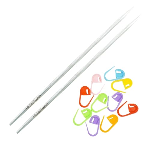 Lykke Flight 5in US 2.5 (3 mm) Mini Interchangeable Knitting Needle Tips | Requires Mini CordsStainless SteelSemi-SharpShort Taper Points10 Colorful Stitch Markers - size: US 02.5 (3 mm) 5in.