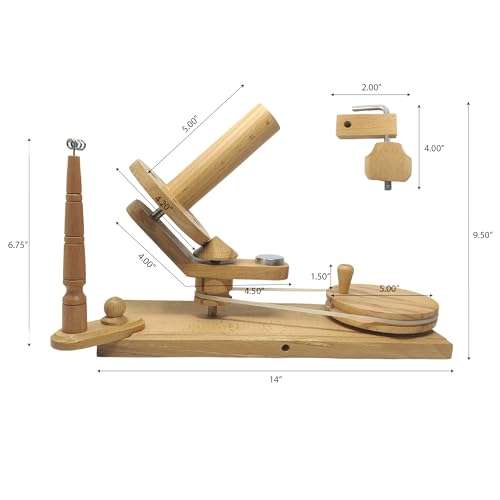 Hand Operated Yarn Ball Winder | Swift, Yarn, Wool, and String Holder| Knitting & Crochet Accessories Galaxy Indiacraft - color: Winder Natural Beechwood